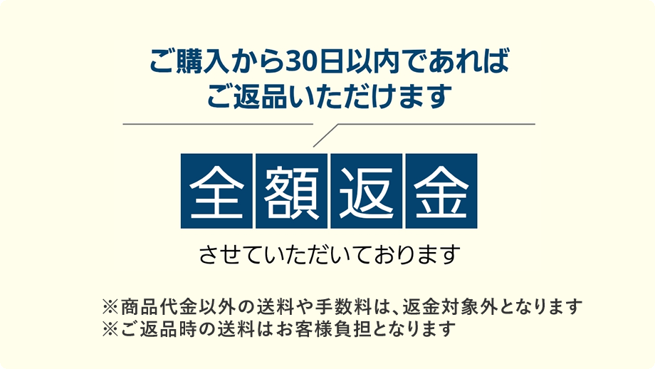 ご購入から30日以内であればご返品いただけます［全額返金］