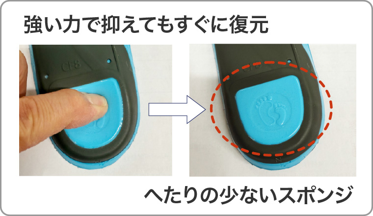 強い力で押さえてもすぐに復元します。