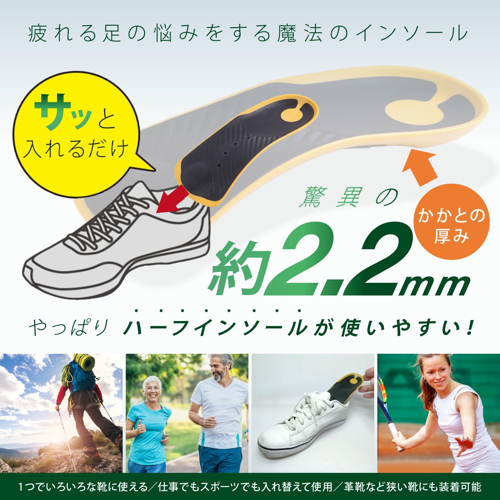 ハーフインソール バランス強化｜アシマル タクミハーフ クッション